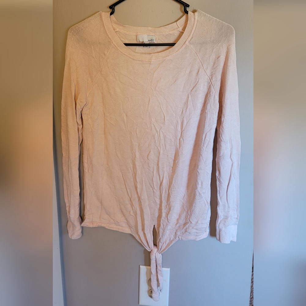 Pink Front Tie Sweater